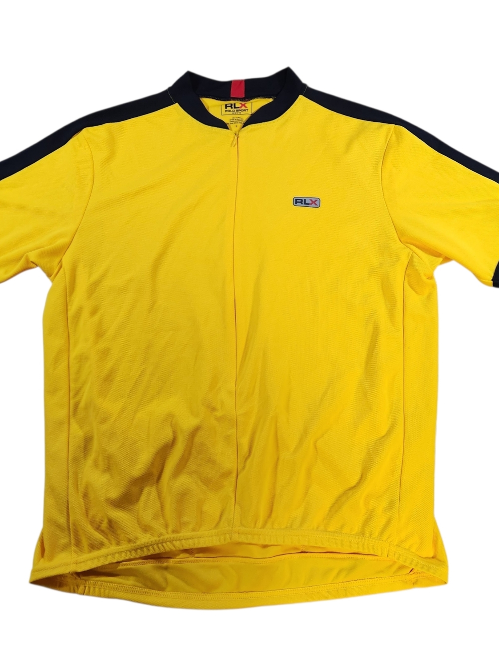 Vintage RLX Polo Sport Cycling Jersey Mens L Yellow Black Ralph Lauren Polyester